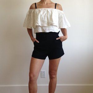 Reformation - Ivory Off The Shoulder Crop Top